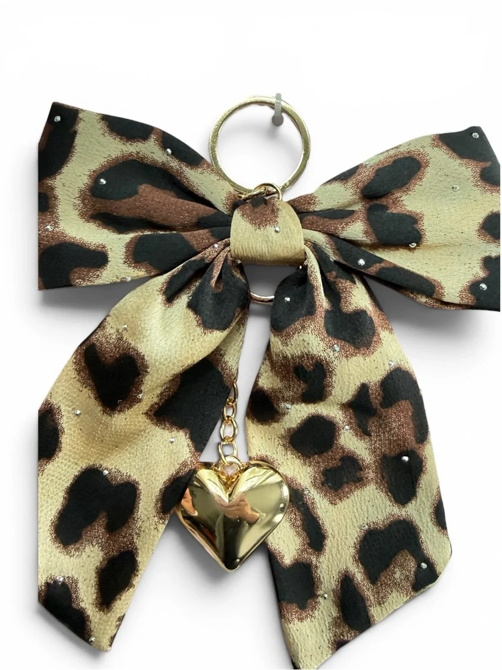 Capelli New York 2 Piece Bag Charm Set Leopard Bow Pink Faux Fur Pom Pom NWT